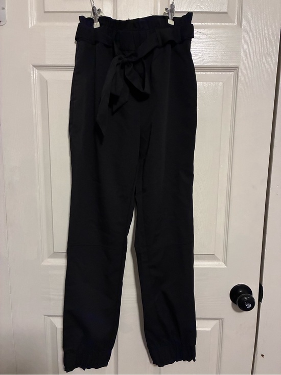 Pants - Black Paperbag Waist Tie Pants - Women